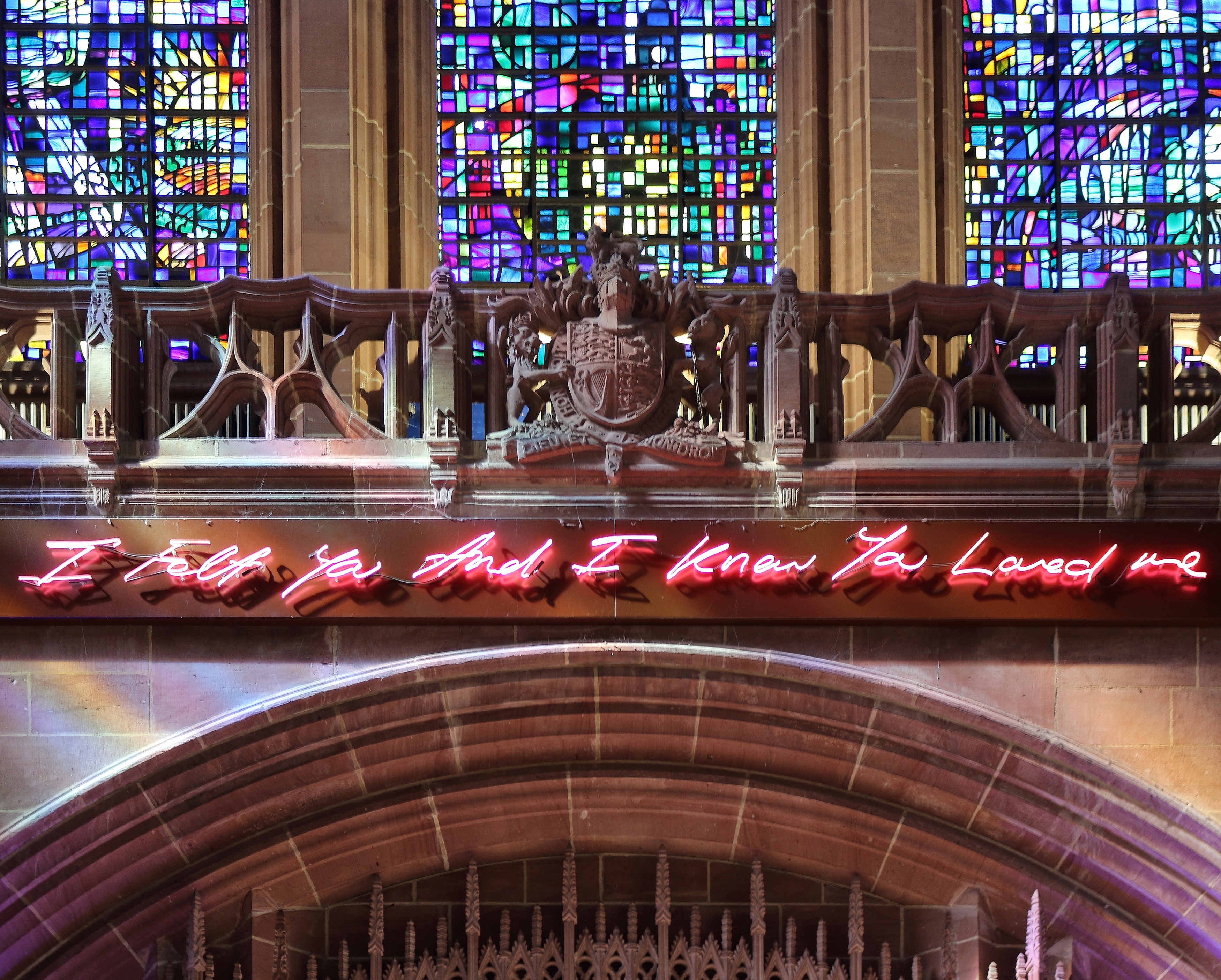 Tracey Emin and The Dean and Chapter of Liverpool Cathedral  By Phil Nash from Wikimedia Commons CC BY-SA 4.0, CC BY-SA 4.0 <https://creativecommons.org/licenses/by-sa/4.0>, via Wikimedia Commons